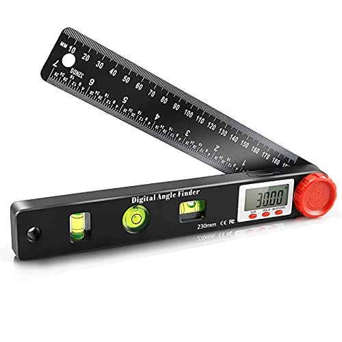 XTVTX Winkelmesser digital,digitaler winkelmesser 999.9° digitale wasserwaage,Winkelschmiege Lineal mit LCD-Anzeige, Winkelmessgerät mit Horizontale vertikale kreisförmige Blasen von XTVTX