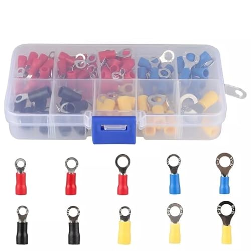 102PCS Insulated Electrical Crimp Ring Spade Assorted Connector Shrinkable Tube Boxed Circle Wire Terminals Kit von XTVVTODJXT