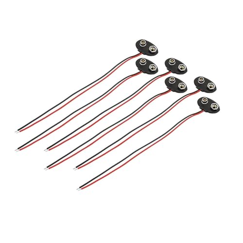 50Pcs T-type 9V Battery Snap Connector Clip 9V Battery Clip Lead Wires Holder Wire Length 15CM Cable 9V Battery Connector von XTVVTODJXT