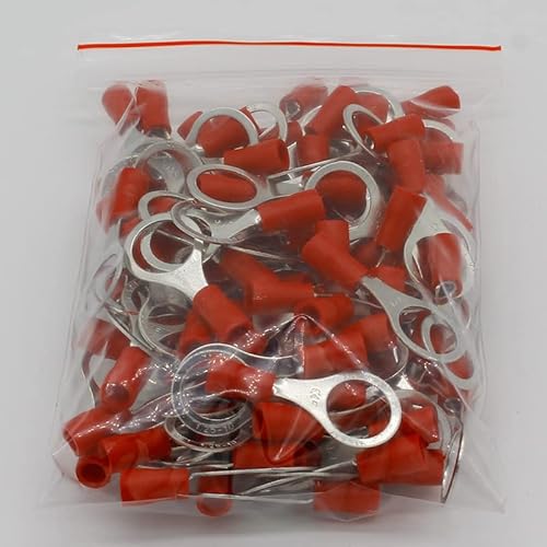 RV1.25-10 Red 22-16 AWG 0.5-1.5mm2 Insulated Ring Terminal Connector Cable Wire Connector 100PCS/Pack RV1-10 RV RV1.25-10 Red 22-16 AWG 0.5-1.5mm2 Insulated Ring Terminal Connector Cable Wire Connector 100PCS/Pack RV1-10 RV von XTVVTODJXT