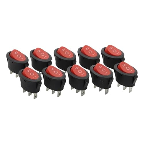 XTVVTODJXT 10Pcs 3D3P-RED KCD1 Oval Rocker Switch 10A Power Switch 6A 250V 10A 125V ON-OFF-ON XTVVTODJXT 10Pcs 3D3P-RED KCD1 Oval Rocker Switch 10A Power Switch 6A 250V 10A 125V ON-OFF-ON von XTVVTODJXT