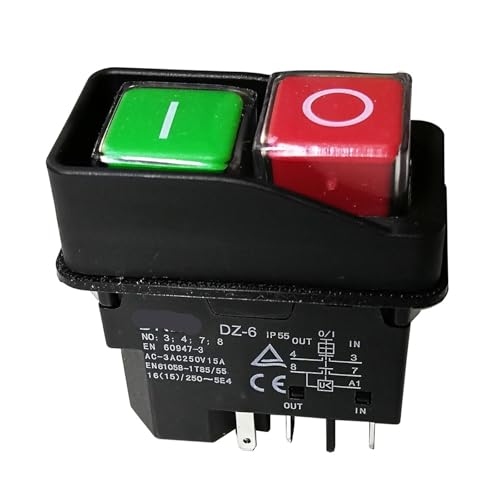 Waterproof Electromagnetic Push Button Switches Start Stop Pushbutton Switch for Grinding Machine 15A DZ-6H 5 Pins IP55 von XTVVTODJXT