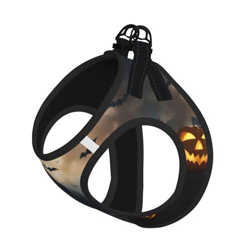 Halloween-Hundegeschirr, fliegende Fledermäuse, 3 Drucke, reflektierend, Haustierweste, Welpengeschirr, Leine-Set, für Spaziergangstraining von XTYGETY
