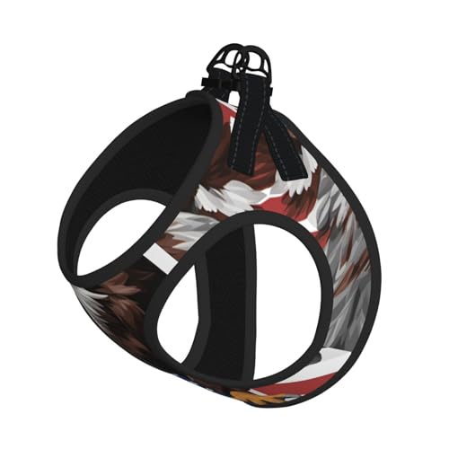 Hundegeschirr mit Adler und USA-Flagge, reflektierend, Haustierweste, Welpengeschirr, Leine-Set, für Spaziergangstraining von XTYGETY