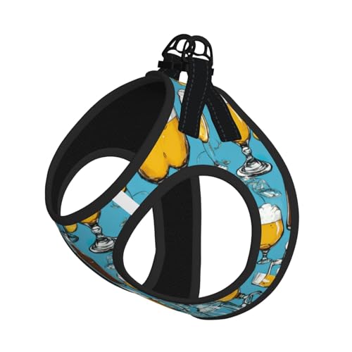 Hundegeschirr mit Bierblasen-Druck, reflektierend, Haustierweste, Welpengeschirr, Leine-Set, für Spaziergangstraining von XTYGETY