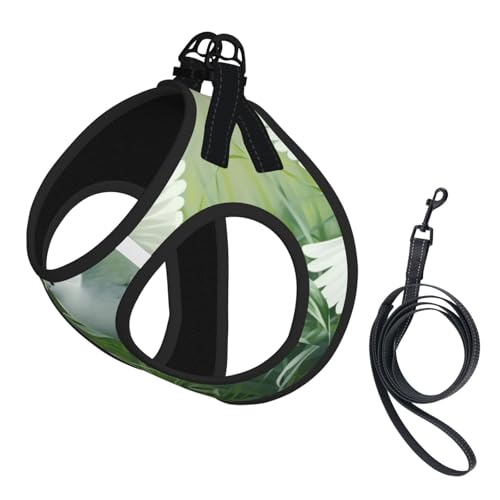 Hundegeschirr mit Gras- und Taubenmuster, reflektierend, Haustierweste, Welpengeschirr, Leine-Set, für Spaziergangstraining von XTYGETY