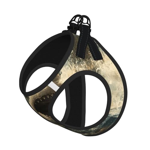 Hundegeschirr mit Haifisch-Aufdruck, reflektierend, Haustierweste, Welpengeschirr, Leine-Set, für Spaziergangstraining von XTYGETY