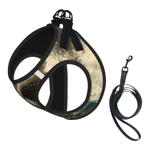 Hundegeschirr mit Haifisch-Aufdruck, reflektierend, Haustierweste, Welpengeschirr, Leine-Set, für Spaziergangstraining von XTYGETY