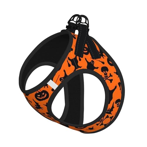 Hundegeschirr mit Halloween-Aufdruck, reflektierend, Haustierweste, Welpengeschirr, Leine-Set, für Spaziergangstraining von XTYGETY