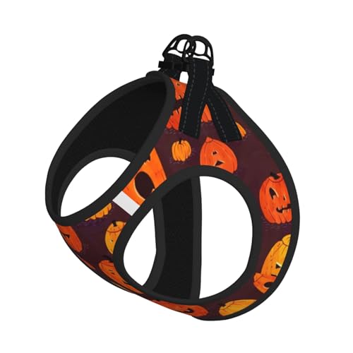 Hundegeschirr mit Halloween-Kürbis-Druck, reflektierend, Haustierweste, Welpengeschirr, Leine-Set, für Spaziergangstraining von XTYGETY