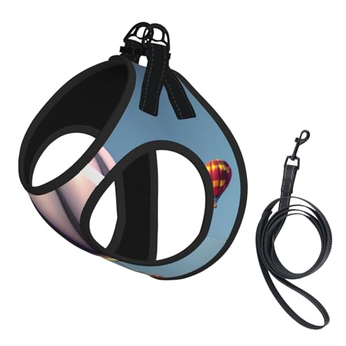 Hundegeschirr mit Heißluftballon-Druck, reflektierend, Haustierweste, Welpengeschirr, Leine-Set, für Spaziergangstraining von XTYGETY