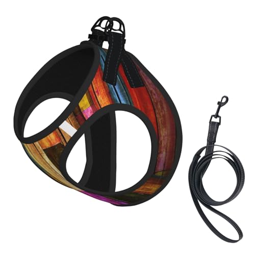 Hundegeschirr mit buntem Holzdruck, reflektierend, Haustierweste, Welpengeschirr, Leine-Set, für Spaziergangstraining Hundegeschirr mit buntem Holzdruck, reflektierend, Haustierweste, Welpengeschirr, Leine-Set, für Spaziergangstraining von XTYGETY