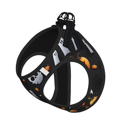 Hundegeschirr mit niedlichem Halloween-Muster, reflektierend, Haustierweste, Welpengeschirr, Leine-Set, für Spaziergangstraining von XTYGETY