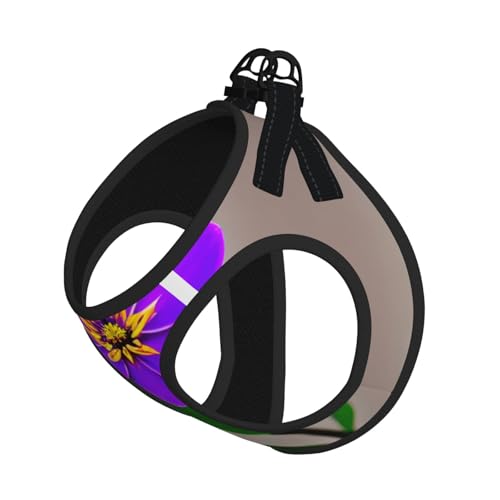 Hundegeschirr mit violettem Blumendruck, reflektierend, Haustierweste, Welpengeschirr, Leine-Set, für Spaziergangstraining von XTYGETY