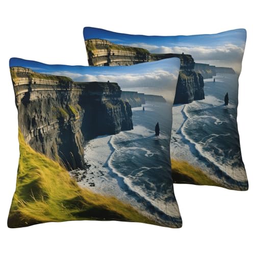 XTYGETY Irland Outdoor County Clare The Cliffs Print Throw Pillow Cover Decor Pillow Covers Outdoor Cushion Cover Pillowcase For Home Sofa von XTYGETY