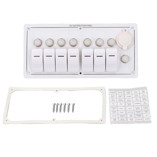 Wippschalterfeld, 7-fach wasserdichtes Marine-Schaltfeld mit roten LEDs, 12-V-Wippschalterfeld mit Überlastschutz, für Boote, Yachten, Wohnmobile, Busse Wippschalterfeld, 7-fach wasserdichtes Marine-Schaltfeld mit roten LEDs, 12-V-Wippschalterfeld mit Überlastschutz, für Boote, Yachten, Wohnmobile, Busse von XTevu