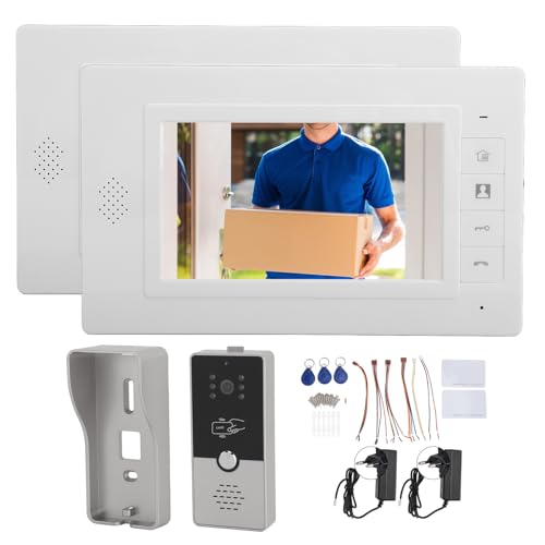 XTevu -Tür Telefon, verdrahtetes Video -Gegenrechtssystem mit 7 Zoll Farbbildschirm und 120 ° Winkelobjektiv, Regenschutz -Intercom -Kit für Villa Apartment (Silber) von XTevu