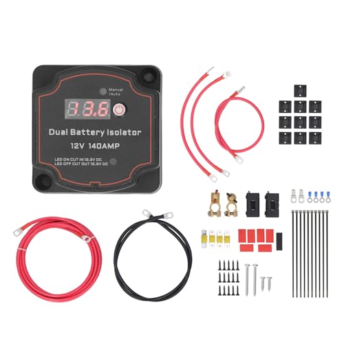 Xtevu -Batterie -Isolator, Relaiskit, Spannungsrelais, Doppel -Batterie -Isolator -Kit DC12V 140AMP Manual Auto Spannungsempfindliche Relais -Kit für LKW UTV Marine 8m LED -Anzeige von XTevu