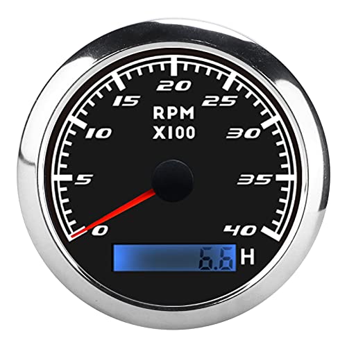 Xtevu -Drehzahlmesser, Zeiger -Drehzahlmeter 85 mm, Universal Red Backlight Tacho IP67 für Auto -LKW -Boot (Schwarz) von XTevu
