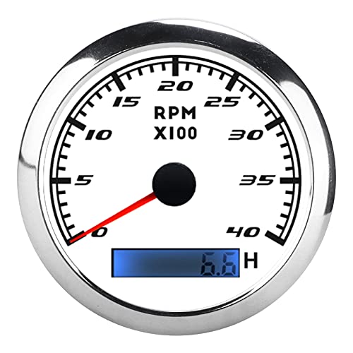 Xtevu -Drehzahlmesser, Zeiger -Drehzahlmeter 85 mm, Universal Red Backlight Tacho IP67 für Auto -LKW -Boot (Weiß) von XTevu
