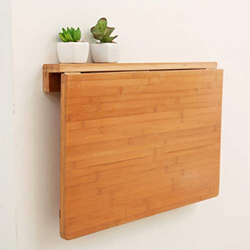 XU FENG Natürlicher Bambus Wand-Klapptisch, klappbarer Küchen- und Esstisch, Laptop-Schreibtisch, platzsparender Hängetisch (Size : 60 * 40cm) von XU FENG