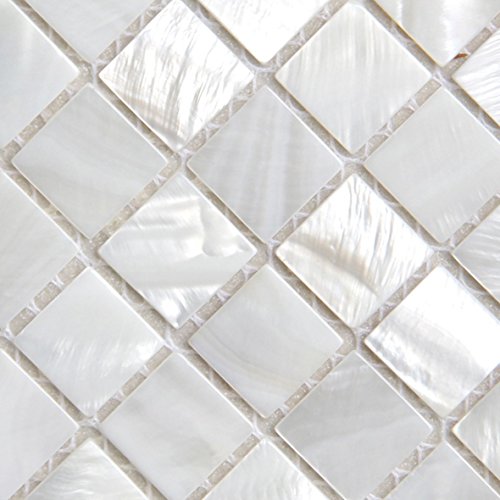Mother Of Pearl Mosaic Tiles River Bed Nature Pearl Shell Mosaic Square White 25MM (25 x 25MM) by XUAN von XUAN