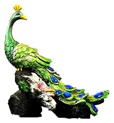 Desktop-Skulptur Harz Tier Skulptur Pfau Statue Handwerk Grüne Pfau Figuren Home Decorations Desktop Dekoration Geschenkkunst von XUANFEI