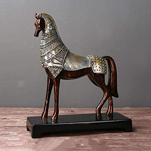 Desktop-Skulptur Krieg Pferd Skulptur China Tang Dreifarbige Glasierte Keramik Pferd Statue Tier Dekoration Kunst Figuren Home Office Dekoration Handwerk Geschenk (Color : Chocolate) von XUANFEI
