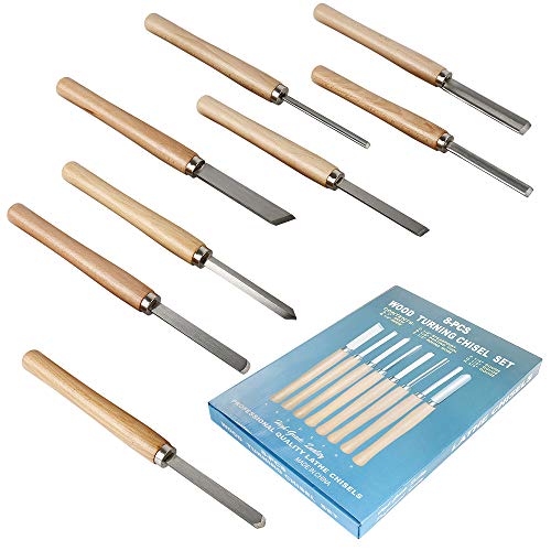 8-teilig Schnitzwerkzeug Set 36 cm/14.17'' Drechselbeitelsatz HSS-Profi-Drechselmesser Set Schnitzmesser mit Holzgriff von XUANYU