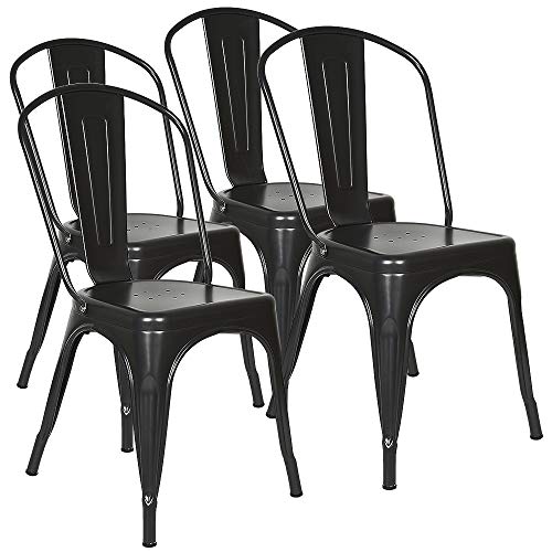Esszimmerstühle in Metall 4er Set Küchenhocker Wohnzimmerstuhl mit Rückenlehne Niedriger Hocker 43×46×85cm, Schwarz Esszimmerstühle in Metall 4er Set Küchenhocker Wohnzimmerstuhl mit Rückenlehne Niedriger Hocker 43×46×85cm, Schwarz von XUANYU