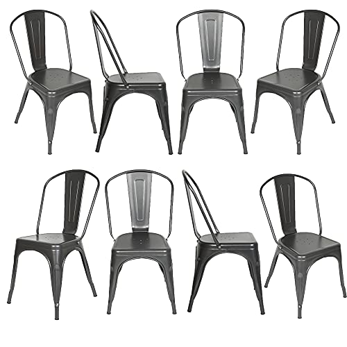 Esszimmerstühle in Metall 8er Set Küchenhocker Wohnzimmerstuhl mit Rückenlehne Niedriger Hocker 43×46×85 cm, Grau Esszimmerstühle in Metall 8er Set Küchenhocker Wohnzimmerstuhl mit Rückenlehne Niedriger Hocker 43×46×85 cm, Grau von XUANYU