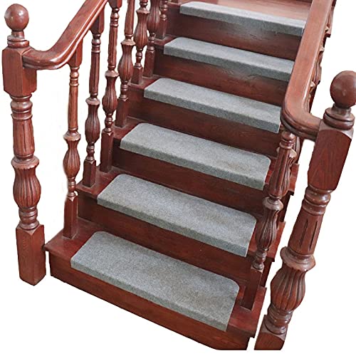 XUANYU 15 Stück Stufenmatten Treppen-Antirutschmatten-Set Treppenteppich Selbstklebend, Optionale Farbe, 65×21 cm (15 Stück Rechteck, Grau) von XUANYU