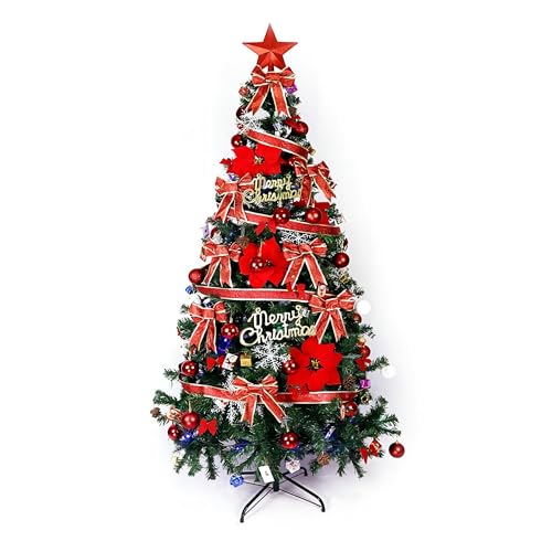 XUANYU 210 cm Künstlicher Weihnachtsbaum mit zufälliger Dekoration, realistischer Weihnachtsbaum mit Eisenständer, künstlicher Weihnachtsbaum für Wohnzimmer, Haus, Party, Dekoration, Grün von XUANYU
