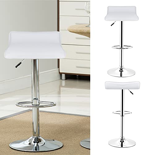 XUANYU 2er Barhocker Set aus Kunstleder 360° Drehhocker mit Fußstütze Hocker Küchenhocker Höhenverstellbare ca. 58-76 cm Tresenhocker für Küche, Theke, Bar (Weiß) von XUANYU