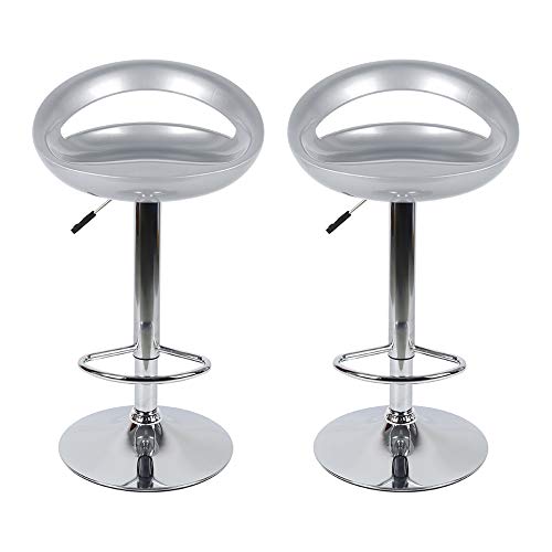 XUANYU 2er-Set Barhocker Höhenverstellbar 55-75 cm Barhocker aus ABS Küchenstühle mit lehne 360° Drehstuhl, 43×43×81 cm (Grau) von XUANYU