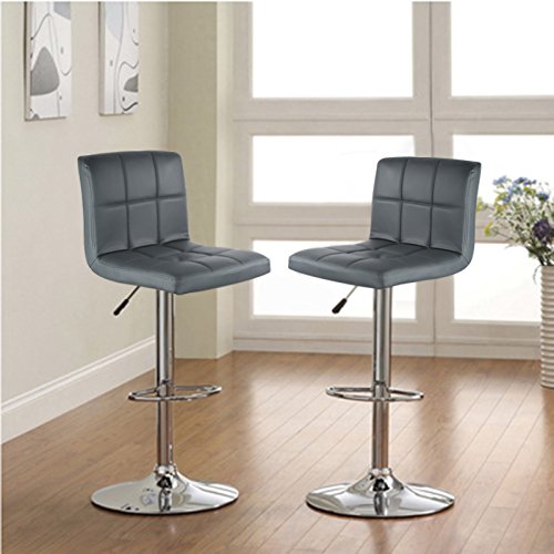 XUANYU 2er-Set Barhocker Kunstleder Set Küchenhocker mit Rückenlehne Moderne Stil Höhenverstellbare ca. 60-80 cm Barstuhl für Bar Zuhause Küche, 43×43×(92-112) cm, Dunkelgrau I von XUANYU