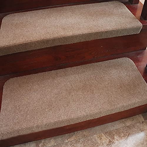 XUANYU 30 Stück Stufenmatten Treppen-Antirutschmatten-Set Treppenteppich Selbstklebend, Optionale Farbe, 65×21 cm (30 Stück Rechteck, Beige) von XUANYU