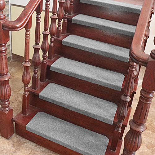 XUANYU 30 Stück Stufenmatten Treppen-Antirutschmatten-Set Treppenteppich Selbstklebend, Optionale Farbe, 65×21 cm (30 Stück Rechteck, Grau) von XUANYU