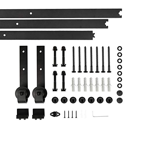 XUANYU 300 cm/9,8 FT Robustes Schiebetür Komplettset aus Kohlenstoffstahl Schiebetürbeschlag ohne Tür Schiene Laufschienen mit 2 Rollen für Scheunentor, Küchentür, Raumtrenner (Schwarz Klassisch) XUANYU 300 cm/9,8 FT Robustes Schiebetür Komplettset aus Kohlenstoffstahl Schiebetürbeschlag ohne Tür Schiene Laufschienen mit 2 Rollen für Scheunentor, Küchentür, Raumtrenner (Schwarz Klassisch) von XUANYU