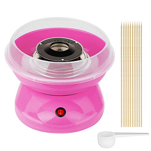 XUANYU 450W Zuckerwattemaschine Set für Zuhause Cotton Candy Machine mit Messlöffel und 10er Stäbchen, für Geburtstagsfeiern, Kindertag und Weihnachten (Rosa A) von XUANYU