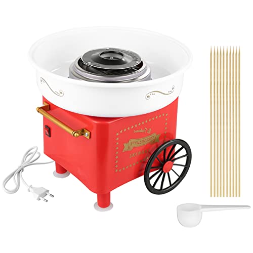 XUANYU 450W Zuckerwattemaschine Set für Zuhause Cotton Candy Machine mit Messlöffel und 10er Stäbchen, für Geburtstagsfeiern, Kindertag und Weihnachten (Rot B) von XUANYU