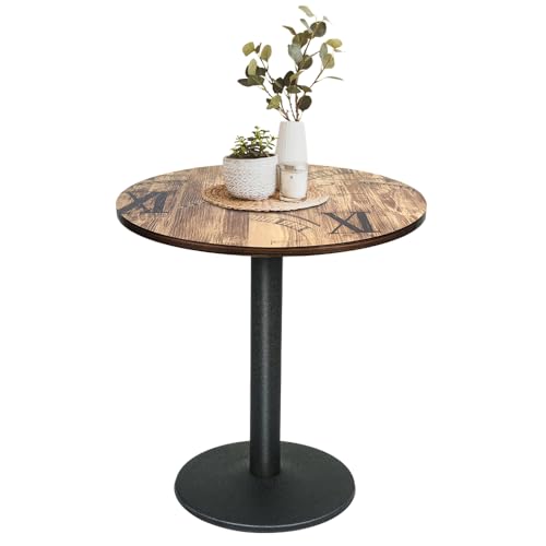 XUANYU φ60 cm Küchentisch, rund, Höhe 72 cm, Esstisch für 4 Personen, Bistro-/Esstische/Wohnzimmer (Braun-Schwarz φ60 x 72 cm, römische Ziffern) von XUANYU