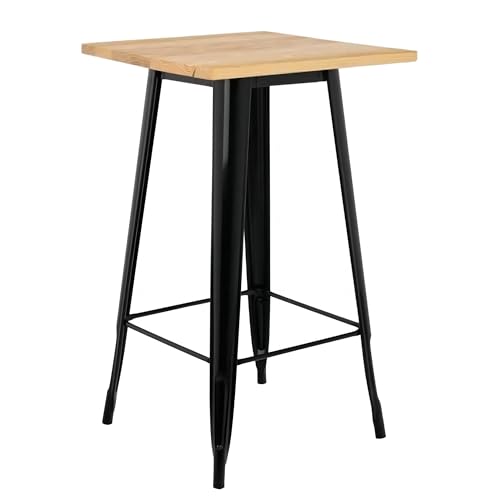 XUANYU φ60 cm quadratischer Küchentisch, Höhe 108 cm, hoher Esstisch für 4 Personen, Bistro-/Esstische/Wohnzimmer (Holz/Schwarz φ60 x 108 cm) von XUANYU