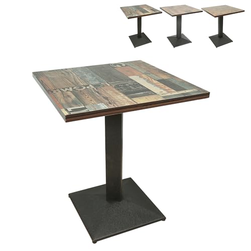 XUANYU φ60 cm quadratischer Küchentisch, Höhe 75 cm, Esstisch für 4 Personen, Bistro-/Esstische/Wohnzimmer (Braun-Schwarz φ60 x 75 cm, Holzboden) von XUANYU