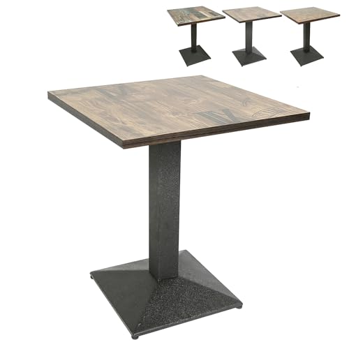 XUANYU φ60 cm quadratischer Küchentisch, Höhe 75 cm, Esstisch für 4 Personen, Bistro-/Esstische/Wohnzimmer (Braun-Schwarz φ60 x 75 cm, römische Zahlen) von XUANYU