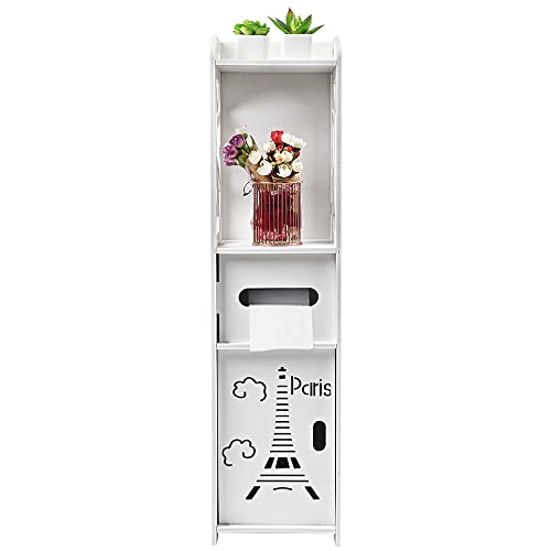 XUANYU Badezimmerschrank, 4 Ebenen, kleine Säule, Aufbewahrungsschrank für Toilette, Toilettenpapierhalter, Toilettenpapierhalter, Weiß, 20 x 20 x 80 cm von XUANYU