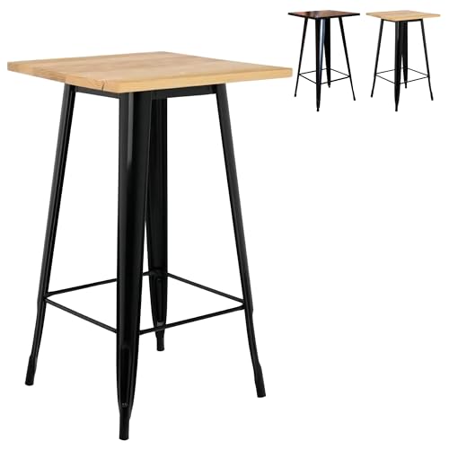 XUANYU Bartisch für 4 Personen, Stehtisch, Höhe 108 cm, hohe Küchentische aus Holz und Metall, für Bar, Bistro, Esszimmer (Holz/Schwarz) von XUANYU