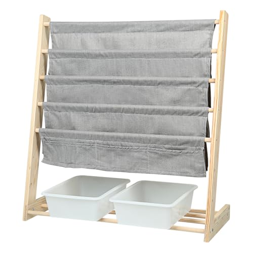XUANYU Bücherregal aus Holz für Kinder, Bücherregal aus Stoff zur Aufbewahrung von Spielzeug / Buch, kleines Montessorianisches Bücherregal mit 6 Ebenen, grau, 69 x 33 x 78 cm XUANYU Bücherregal aus Holz für Kinder, Bücherregal aus Stoff zur Aufbewahrung von Spielzeug / Buch, kleines Montessorianisches Bücherregal mit 6 Ebenen, grau, 69 x 33 x 78 cm von XUANYU