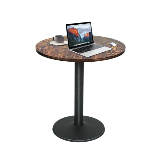 XUANYU Esstisch für 4 Personen, φ60 cm, Küchentisch, Bistro-/Esstische/Wohnzimmer (braun-schwarz, φ60 x 72 cm, Holzmaserung, rund) von XUANYU