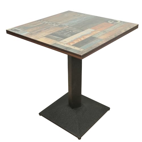 XUANYU Esstisch für 4 Personen, φ60 cm, Küchentisch, Bistro-/Esstische/Wohnzimmer (braun-schwarz, φ60 x 75 cm, Holzboden, quadratisch) von XUANYU